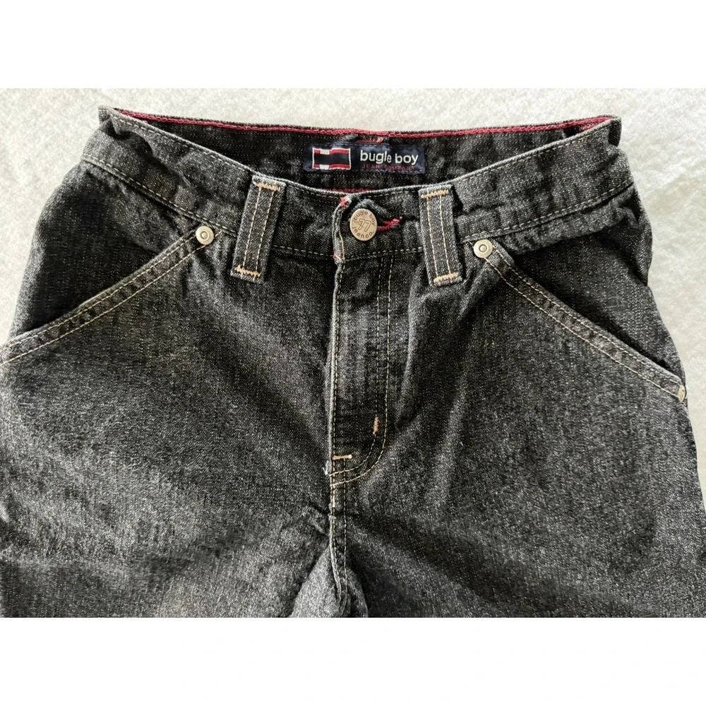 Vintage Bugle Boy Black Denim Cargo Carpenter  Style 90's Y2K Boys Size 10R